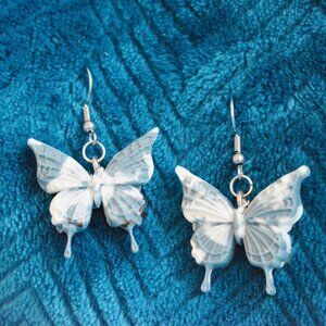Handmade Frosted Butterfly Fairycore Dangle Earrings